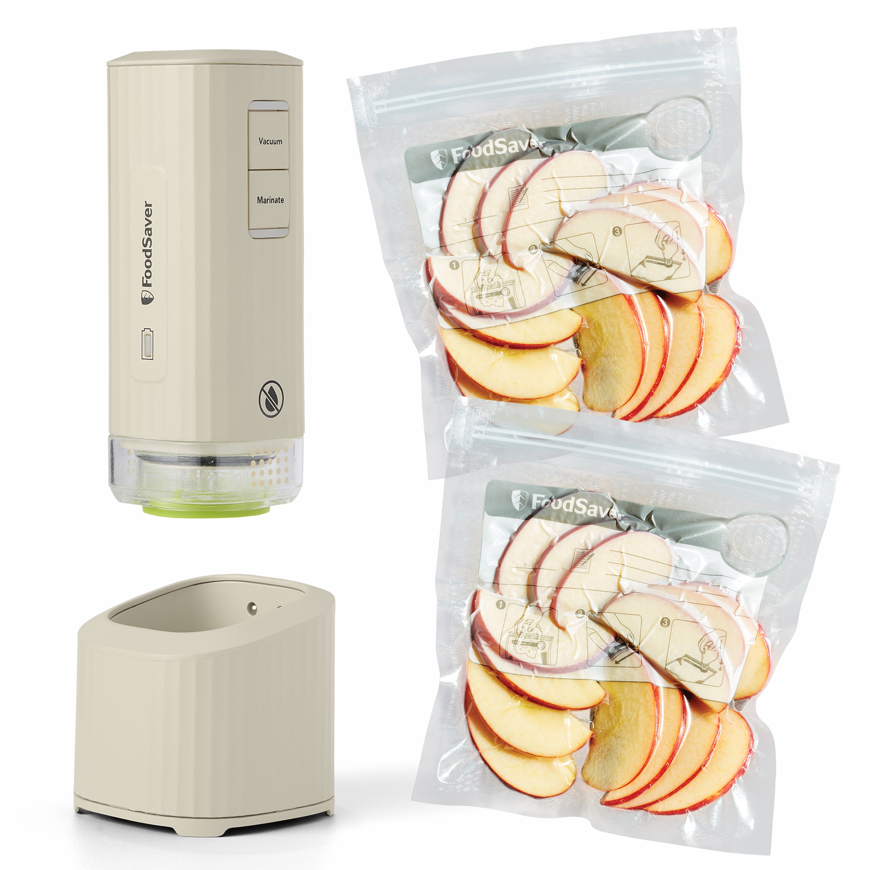 Mini à main FoodSaver FS3110 Oatmilk (2226813), référence exacte du fabricant ; l’équivalence du coffret américain n’est pas vérifiée.
