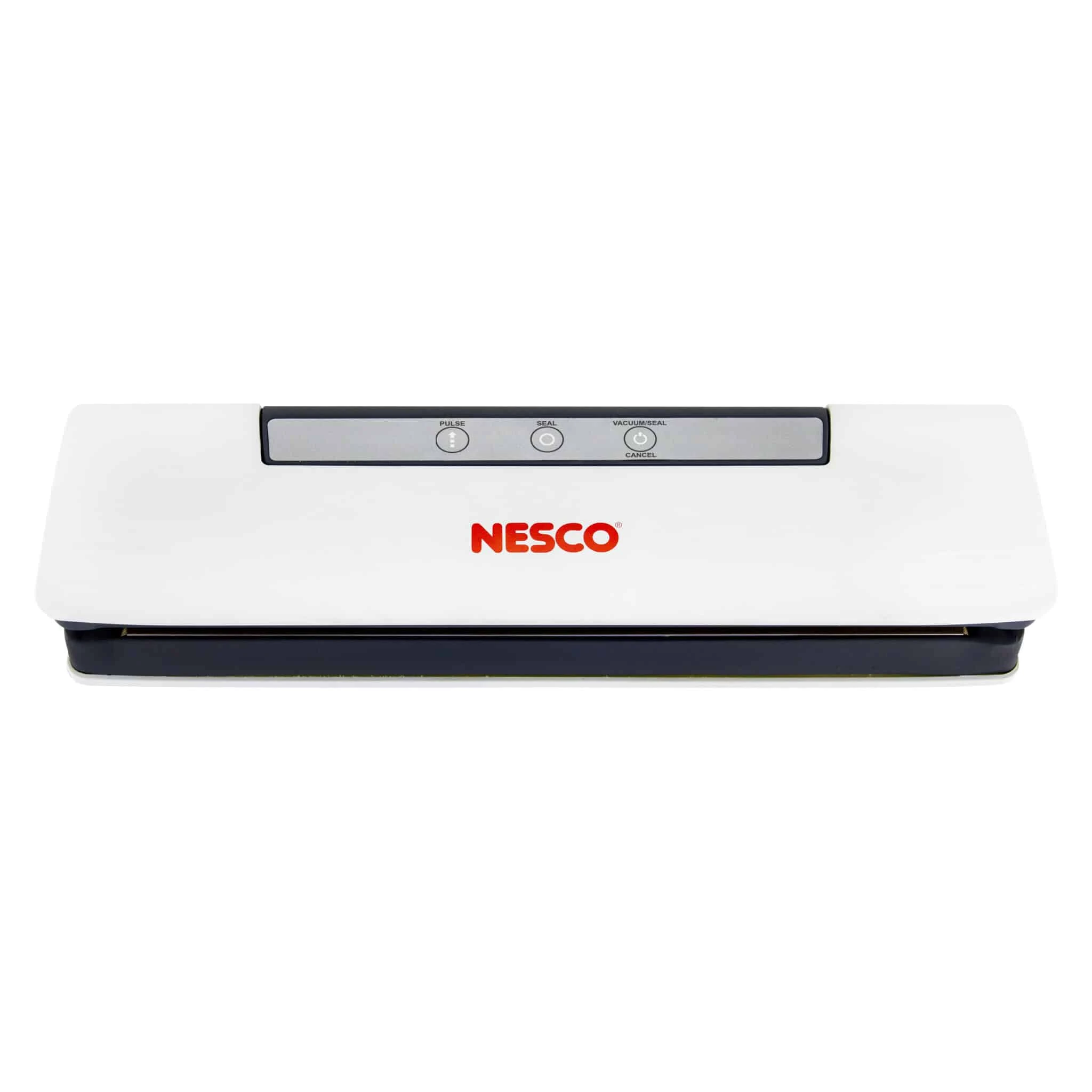 NESCO Classic VS-C1 white vacuum sealer with its three-button rectangular panel